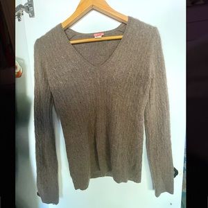 J. Crew Brown Wool Cashmere Blend V-Neck Sweater